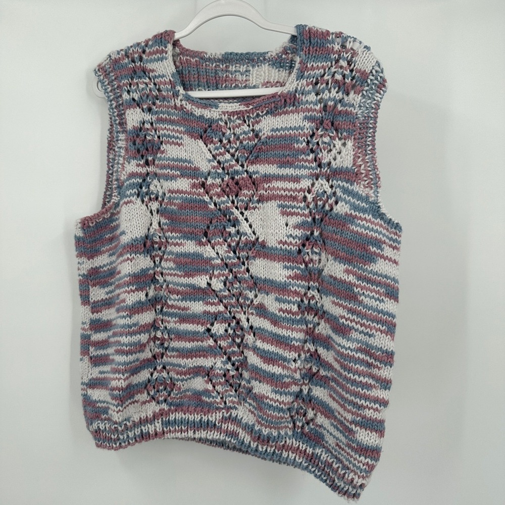 Womens Handmade Cottagecore Sweater Vest Size L Shabby Chic Boho Eclectic Indie